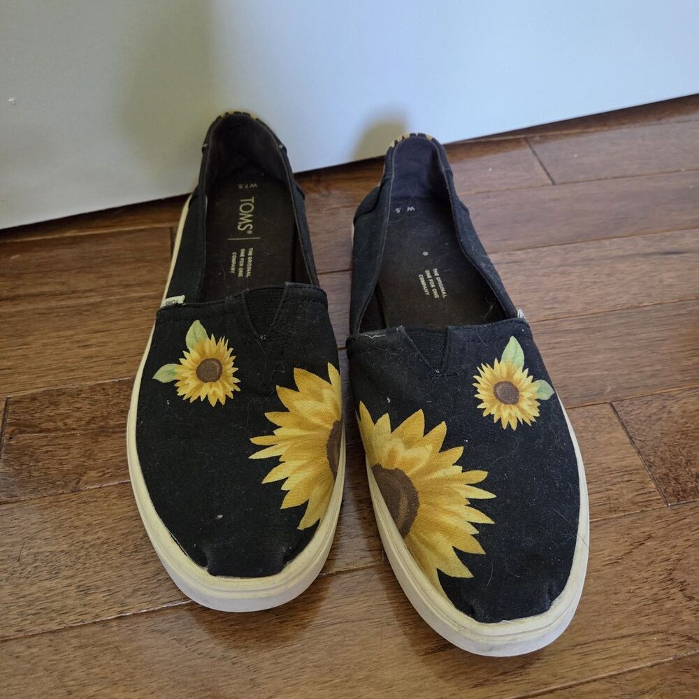 Toms Size 7.5 Womens Sunflower Slide On Shoes